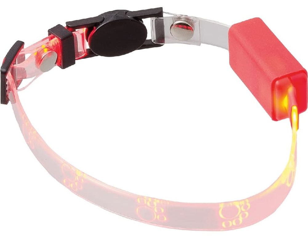 Ошейник светящийся  "Лапки" прозрачный 10 мм, (20-27 см), (красный) (V.I.Pet)