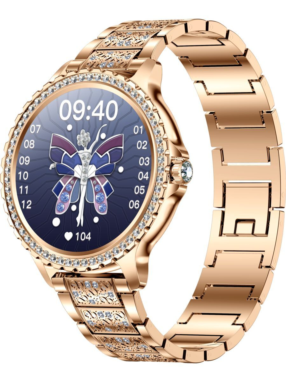Смарт часы PARASMART Eva i58 (блочный браслет со стразами, золотистый)