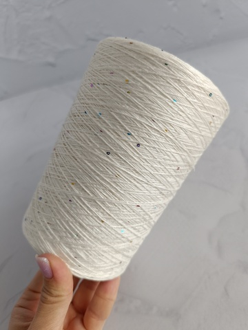 Тенсель100%+пайетки - 500гр - белый - 100гр/600м