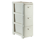 Комод 3-х секционный узкий Ротанг белый