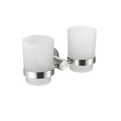 Стакан для зубных щеток, двойной, стекло,нерж сталь, Frap, F30108