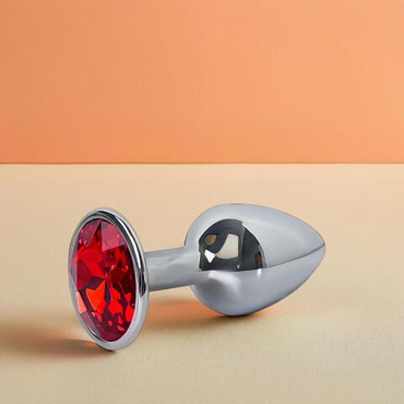 Анальная пробка металлическая с красным кристаллом Fantasy Toys (S)