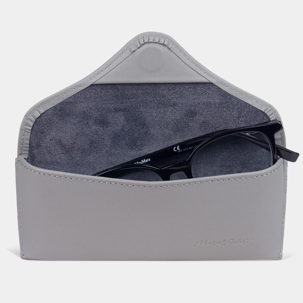 Футляр для очков Vision из кожи теленка, серого цвета