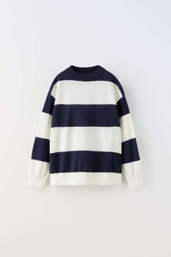 ZARA СВИТЕР В ПОЛОСКУ, СИНИЙ