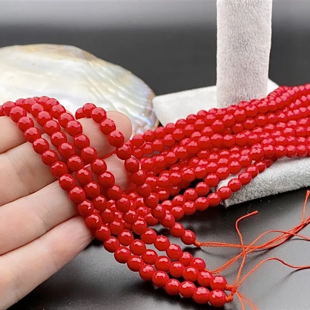 1122-6 Стекло (имит. коралл) шар гладкий 6мм, красный, 37см