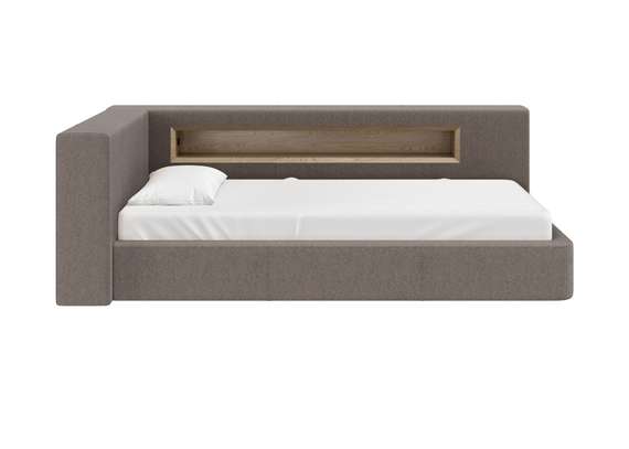 Диван-кровать Cube c нишей L (капучино, твид)