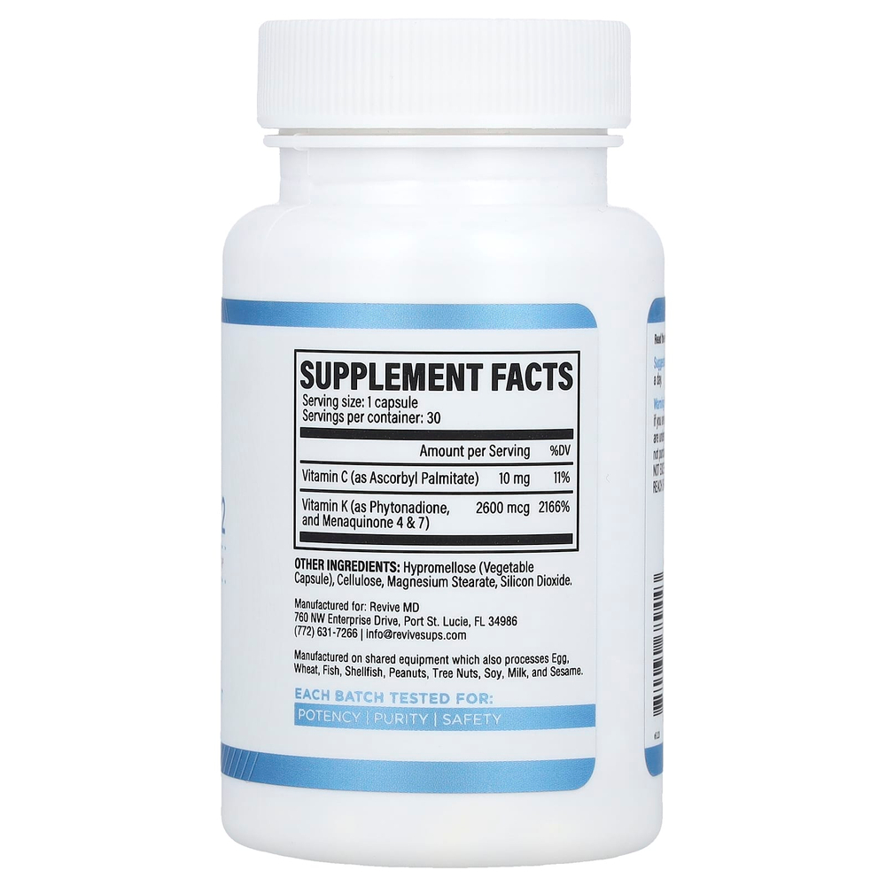 Revive, витамин K2, 30 вегетарианских капсул