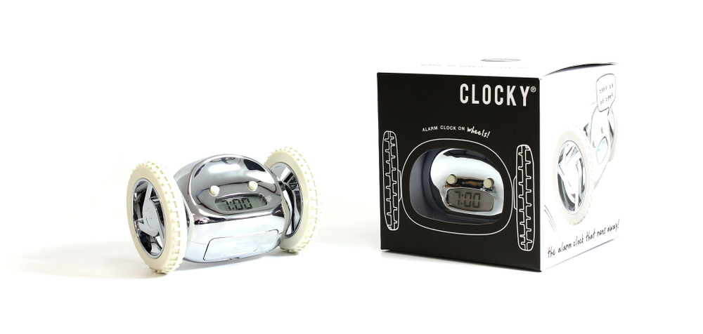 Будильник с сюрпризом clocky металлик