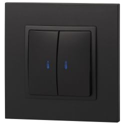 Выключатель ЭРА Elegance 14-1105-05 двойной с подсветкой 10АХ-250В IP20 антрацит