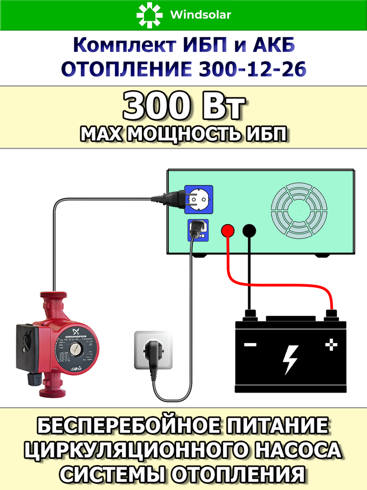 Комплект ИБП и АКБ &quot;ОТОПЛЕНИЕ 300-12-26&quot;