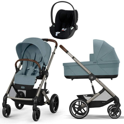 Коляска Cybex Balios S Lux TPE complete Cloud T Sepia Black Plus 3 в 1 Stormy Blue с дождевиками