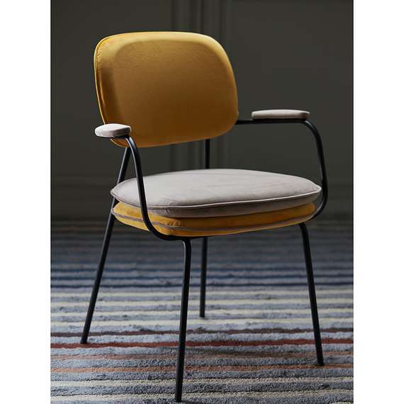 Стул с подлокотниками pea, велюр, желтый/бежевый