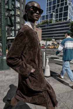 ZARA ПАЛЬТО ИЗ 100% КОЖИ, КОРИЧНЕВЫЙ