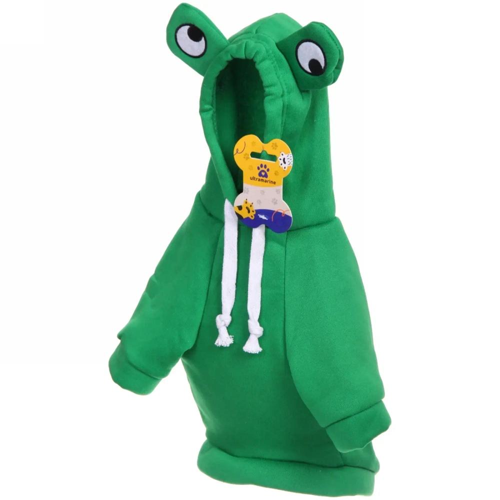 Кофта - толстовка с капюшоном для собак мелких пород «МОДНЫЙ БРО», лягушёнок, размер XL (56*40*26см) Ultramarine