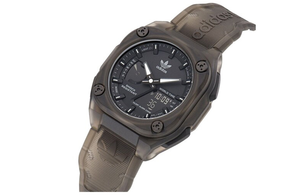 Adidas Originals STREET Wrist Watch Quartz Movement Resin Strap 45mm Black Dial Unisex 100m Water Resistant