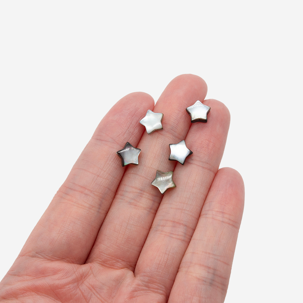 Звездочка из перламутра морских ракушек, 7,5мм, черная