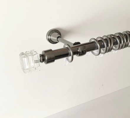 Карниз для штор "Кристалл квадрат" d19 мм однорядный, цвет черный никель