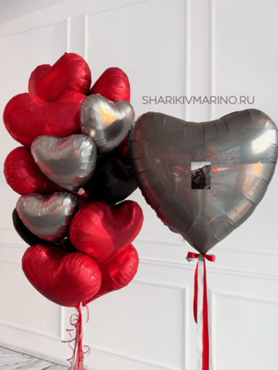Роскошная композиция из фольгированных шаров ко Дню святого Валентина