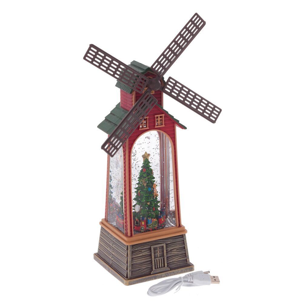 GAEM Изделие декоративное "Мельница" (подсвет, вьюга, муз, движ, AA х3 н/п +USB) L17 W10 H34 см