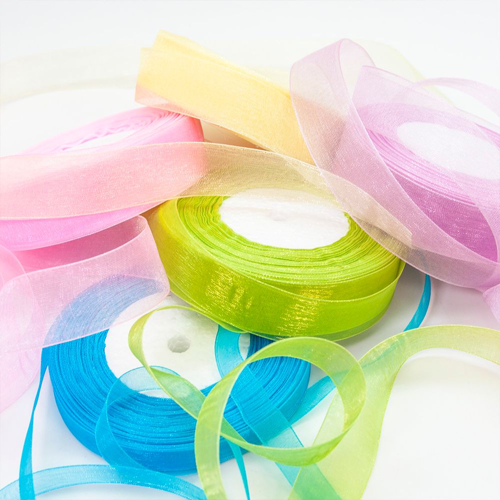 Лента декоративная (1,2 см*45,72 м) Органза, Зеленый травяной, 1 шт.