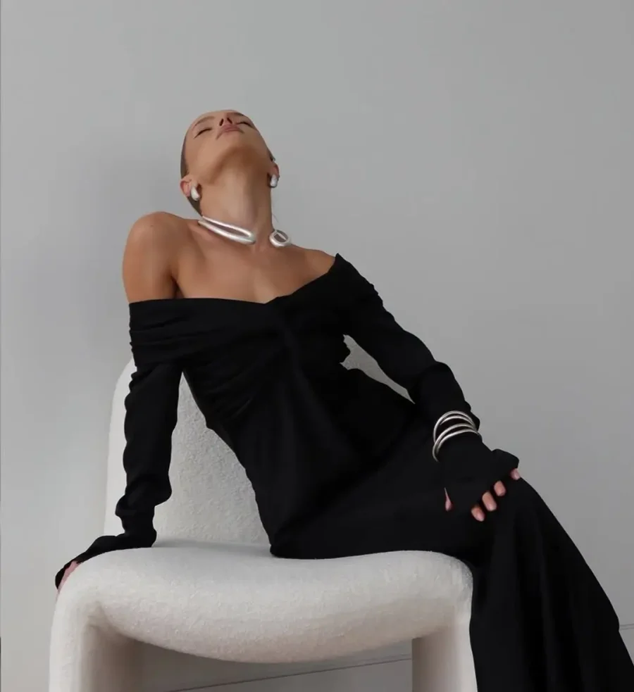 Колье под серебро двойное