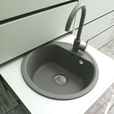 Мойка QUARTZBOND BOND-480 Дым, смеситель SKS5 дым, серый