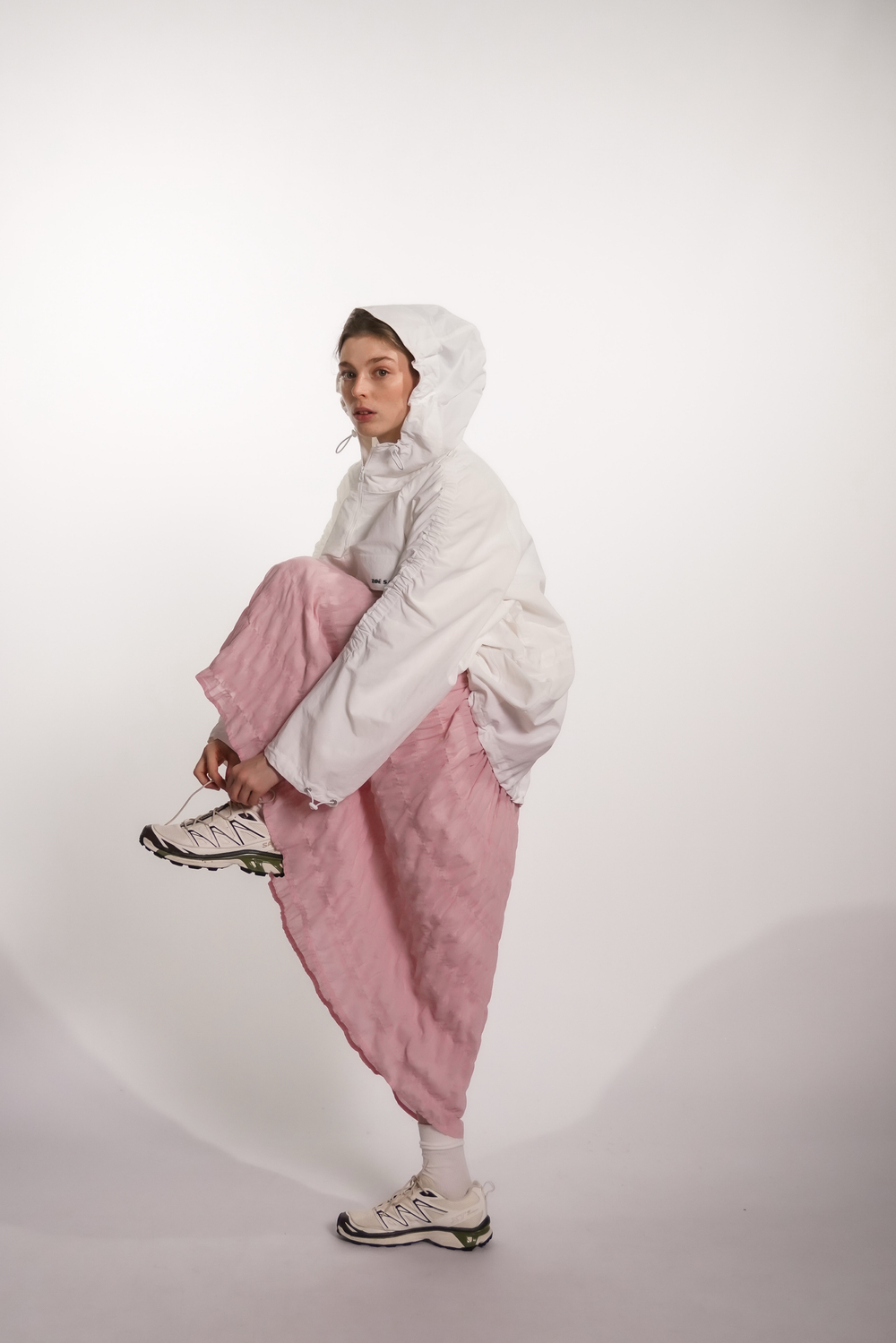 Юбка на кокетке из воздушного батиста, розовая