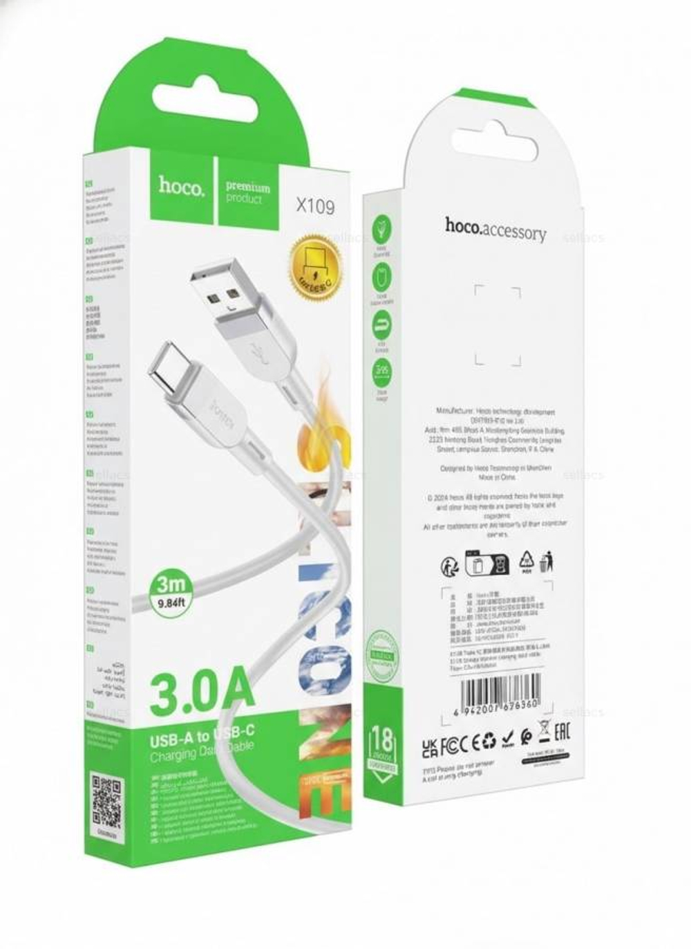 Кабель на Type-C hoco X109 3m (white)