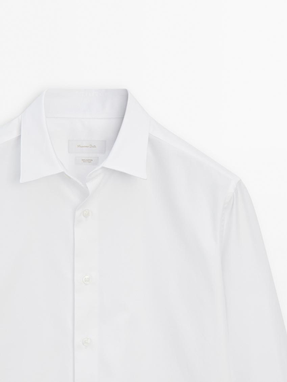 Massimo Dutti Рубашка из 100% хлопкового твила, белый