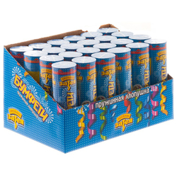 Пружинная хлопушка 16см серпантин фольга