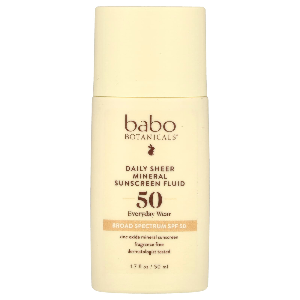 Babo Botanicals, Daily Sheer Fluid Mineral Sunscreen 50, без отдушек, 50 мл (1,7 жидк. унц.)