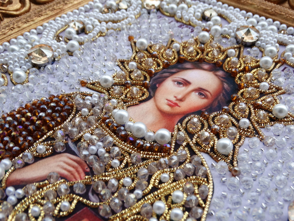 ЖС-3-ЗШ Набор для вышивания хрустальными камнями Пантелеймон целитель (шампань)