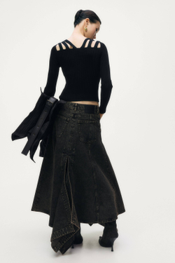 H&M - Glenn Martens Джинсовая юбка расклешенная, темно-коричневый