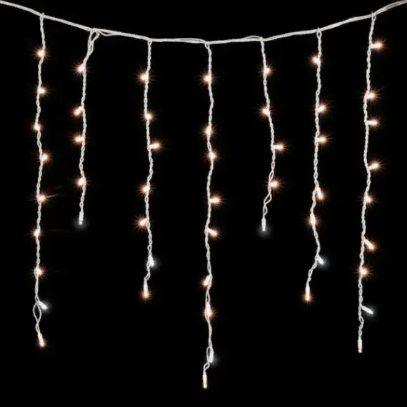 Светодиодная бахрома с колпачком 3,2*0,9 м., 168 экстра теплых белых LED ламп, мерцание, каучуковый белый провод, LTC (LL168BLW-8-2EWW)