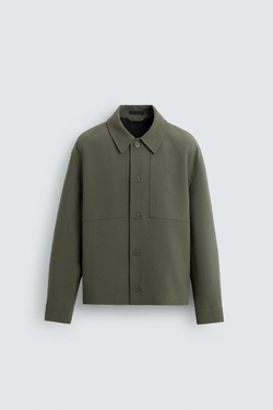 ZARA КУРТКА-РУБАШКА BOXY FIT, ЗЕЛЕНЫЙ