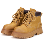 Joy&Mario Yellow Boots Cow Leather 18cm Combat Boots 4cm Women"s