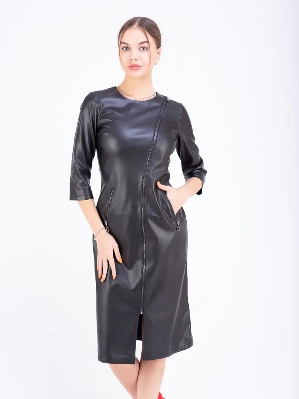 Платье женское кожаное, платье экокожа