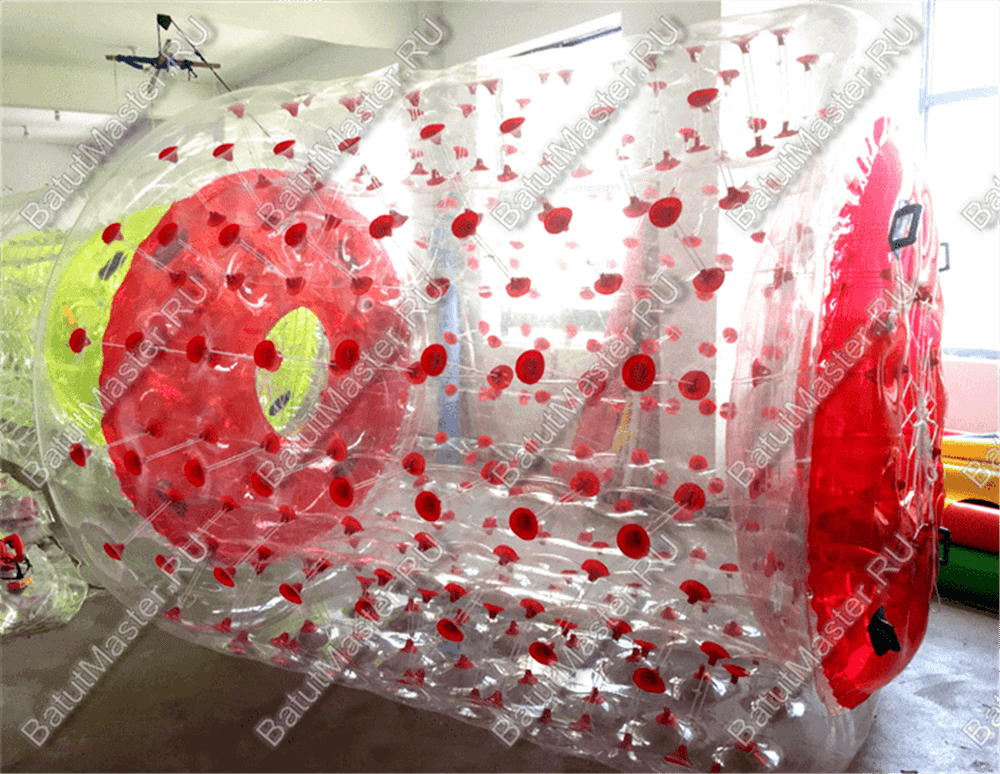 Аттракцион Водный роллер (Гидророллер) "Прозрачно-красный" ПВХ, 2*1.8*1.8 м