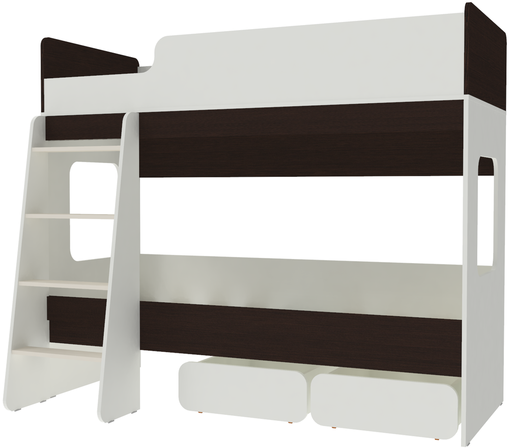 Двухъярусная кровать КарИВи Л-38 Белый  Венге
