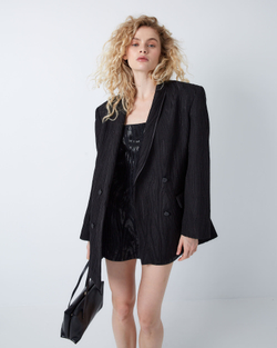 Жакет двубортный из хлопка и шелка Стелла Маккартни черный