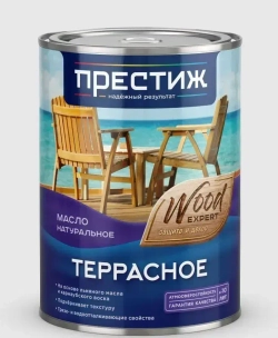 Масло террасное натуральное Престиж с природным воском, бесцветное, 0,9л