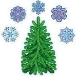 Наклейки на окна А3 сереб. металлизация, многоразовые "Елочка со снежинками" (Сфера)