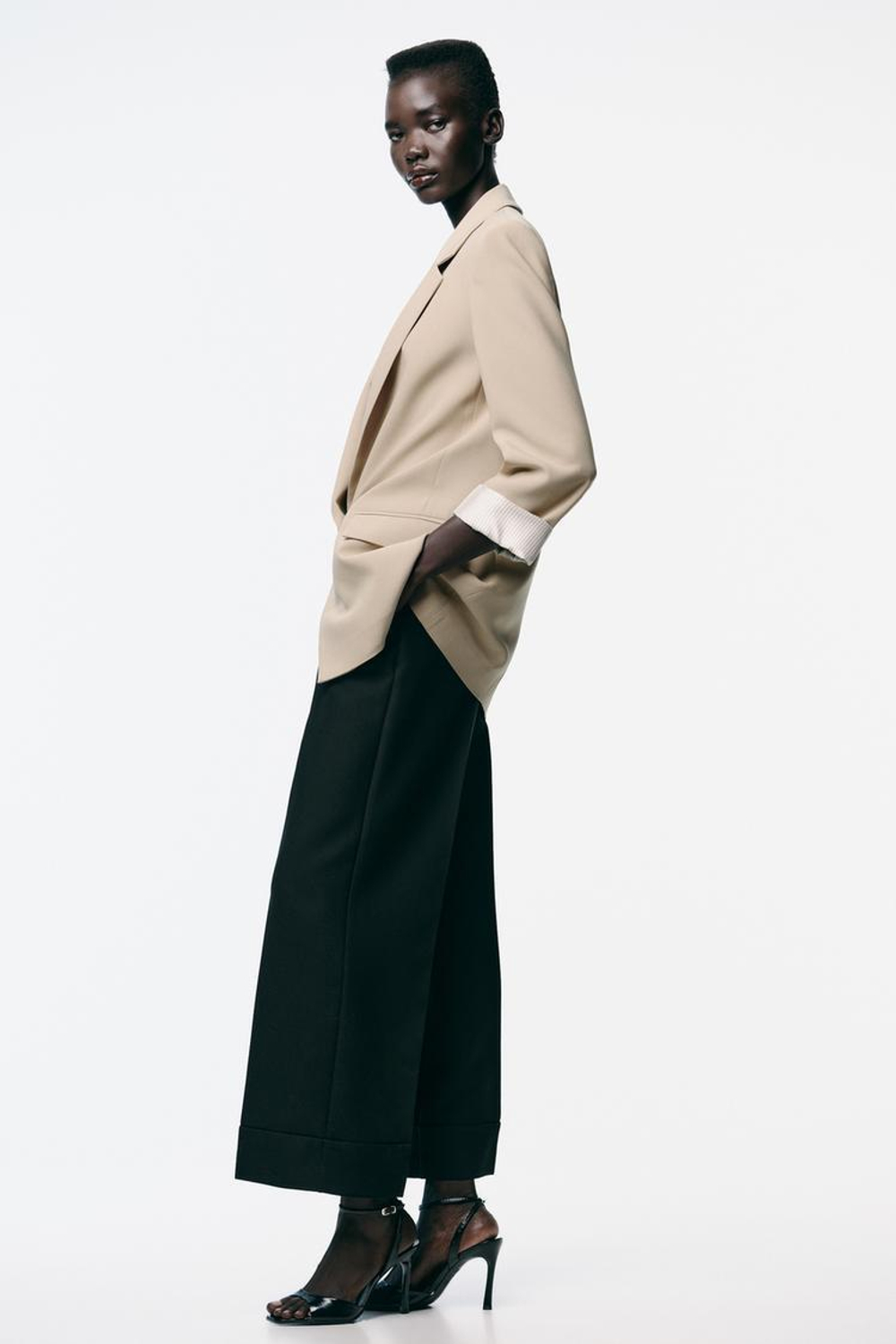 ZARA БЛЕЙЗЕР С МАНЖЕТАМИ С ПРИНТОМ, РЫЖЕВАТО-КОРИЧНЕВЫЙ