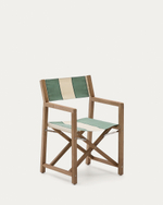 Уличный cкладной стул Vilara в зелёно-бежевую полоску из акации