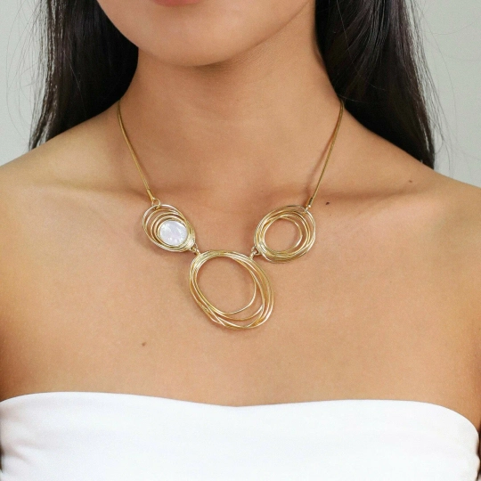 Колье ORI TAO, Typhoon, с перламутром, OT24.1-15-31650 (золотистый)