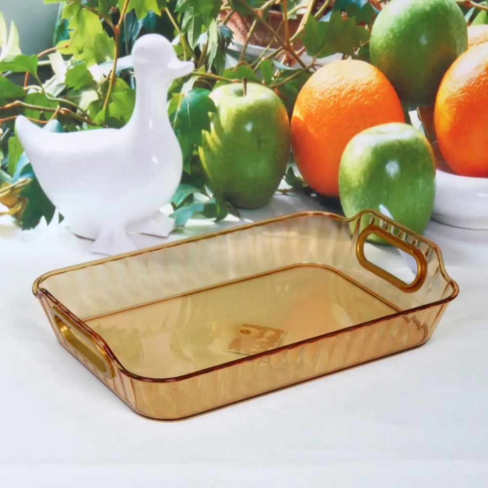 Поднос пластиковый «Grace» 26*17*4см с ручками золотой