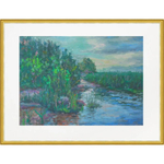 Картина авторская маслом на бумаге в паспарту 30х40 см на стену для интерьера "В ожидании Аленушки"