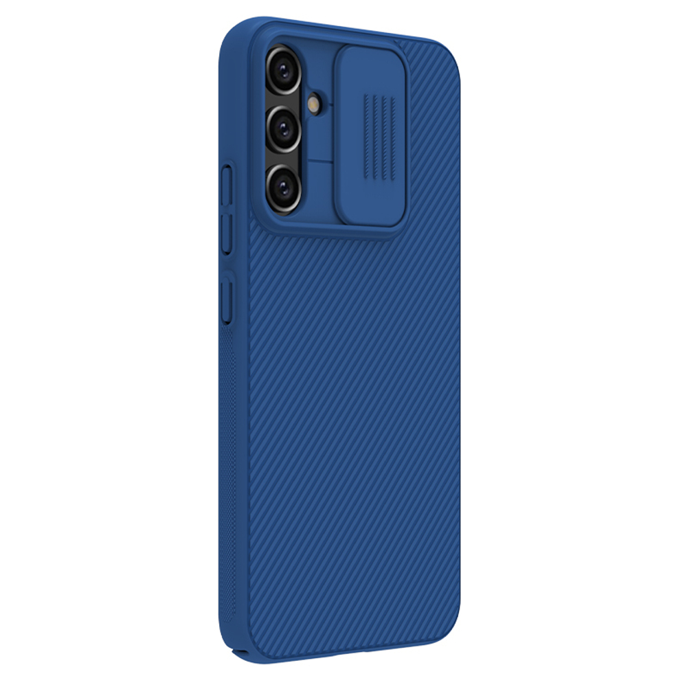 Чехол синего цвета с защитной шторкой для задней камеры от Nillkin для Samsung Galaxy A34 5G, серия CamShield Case