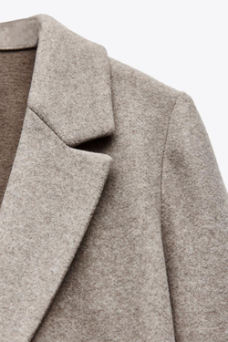 ZARA БАЗОВОЕ ПАЛЬТО ИЗ МЯГКОЙ ТКАНИ, БЕЖЕВЫЙ МЕЛАНЖ
