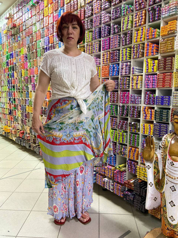 Юбка двухсторонняя на резинке, Креп-жоржет, длина 95 см, free size (44-54) 161167
